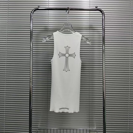 潮牌製品新款梵文字母印花十字架印花休闲纯棉修身女款无袖背心裙