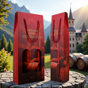 樱秦K1K2红 红酒包装盒双支装纸盒2只葡萄酒手提礼品盒子 可定制