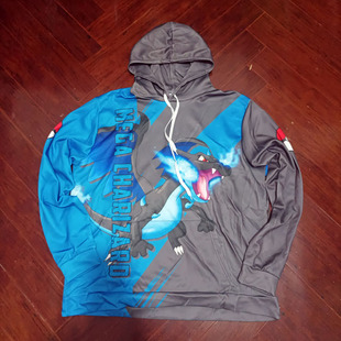 宠物小精灵外贸原单炫酷花色连帽加大码男士卫衣男运动外套长袖凰