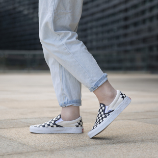 VANS范斯Slip VN0A4U382NA On棋盘格一脚蹬低帮亮晶颗粒女休闲板鞋