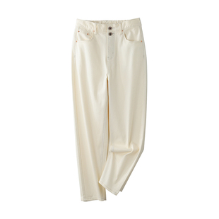 女微胖MM宽松浅色休闲老爹裤 白色牛仔裤 200斤 大码 阿月2025春秋装