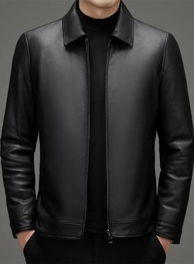 新款冬202季海宁层真皮皮款羊衣男皮羽绒服男士翻头领山皮保暖男