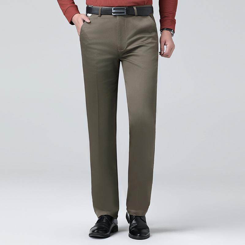 347-J秋冬休闲裤男直筒宽松免高烫精端棉裤子中年商务休闲男长装