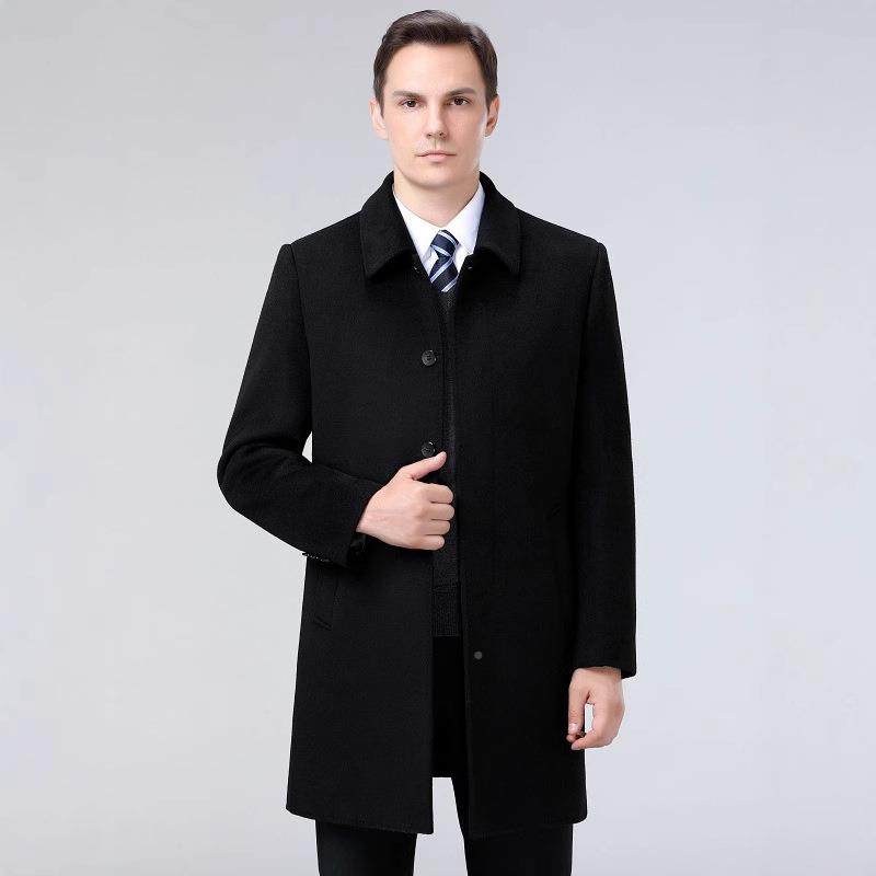 秋冬82605-PL中年面绒大衣双男士中长羊款爸爸装修身毛毛羊呢外套