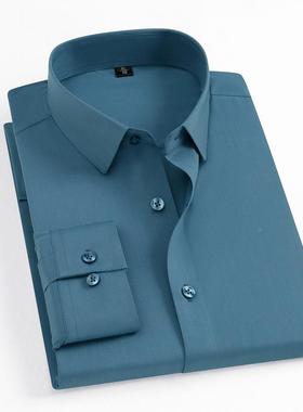 MAB春秋款衬桑丝男新款高蚕档男装免烫抗皱白色衫男士长袖衬衣