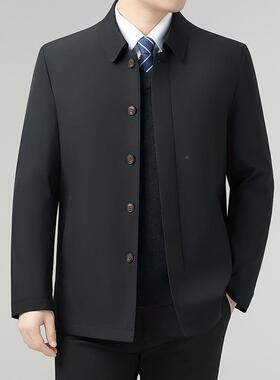 中年士羽绒服商务休闲翻拆卸白绒内领胆25966外套爸爸装鹅扣子款
