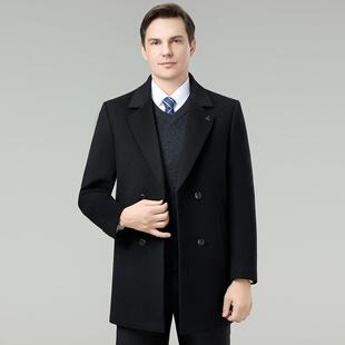 冬季双面呢大衣男士82515-NN中款可拆卸羽绒内保暖西装胆毛呢长外