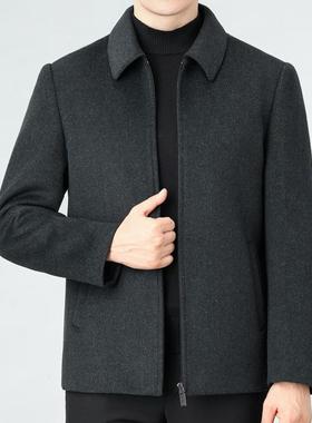 男士呢双面羊绒年衣28812-KL中老翻领爸爸呢子厚款夹克大男装短款