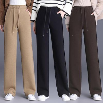 秋坠冬季新阔腿裤女高腰显瘦子直款筒裤99690宽松垂感黑色感休闲