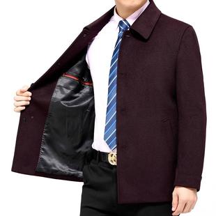 翻纯羊22869 子秋冬季 羊领绒衣夹克爸爸装 中老年男士 OP毛呢大 新款