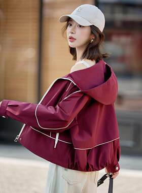 女冲锋衣外套秋夹季新小款个子时尚休闲工装连帽克MM2659-0上衣