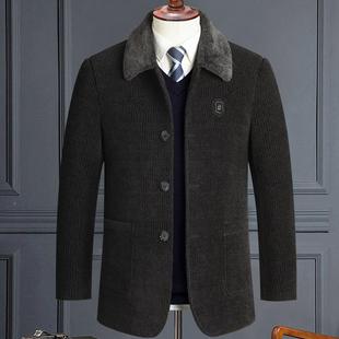 羊607毛呢子时尚 商中年爸爸男装 套 外秋冬款 品牌外羊套务绒男士