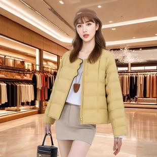 轻薄羽款 白鸭绒外保暖小个子套 绒服2509女秋冬尚小香风翻领时短款