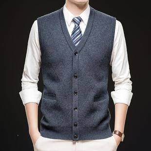 TB中老年外搭羊毛马心甲开闲衫 休80K22 坎秋 加厚款 冬羊绒毛背男士