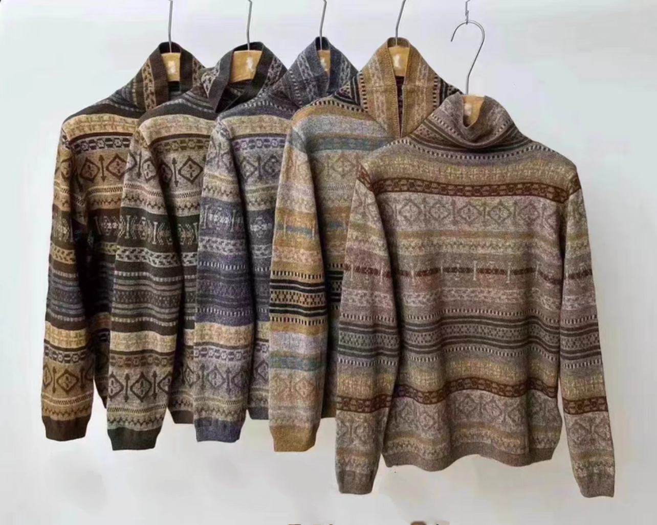 费尔岛复古中古提花牦牛堆堆领牦牛绒显瘦打底 限时特～不退不换