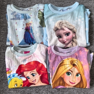 外贸童装长发美人鱼公主女童儿童春秋裙摆式上衣长袖空气层套头衫