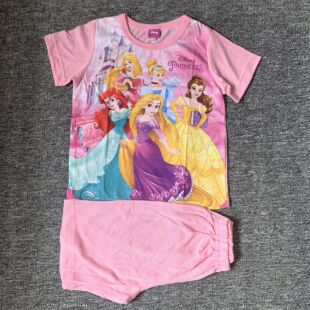 睡衣睡裤 外贸原单女童装 套装 短裤 汗布秋衣打底服 多公主家居服短袖