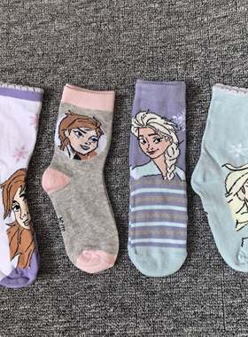 冰雪公主爱莎女童全棉中筒袜
