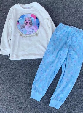 外贸冰雪公主女童天鹅绒家居服