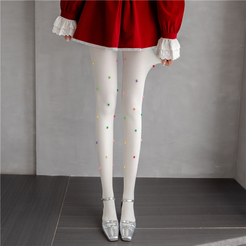 日系奶白色连裤袜洛丽塔JK白丝袜