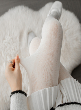 白色连裤袜日系JK洛丽塔蕾丝花边白丝袜女秋冬显瘦百搭灰色打底裤