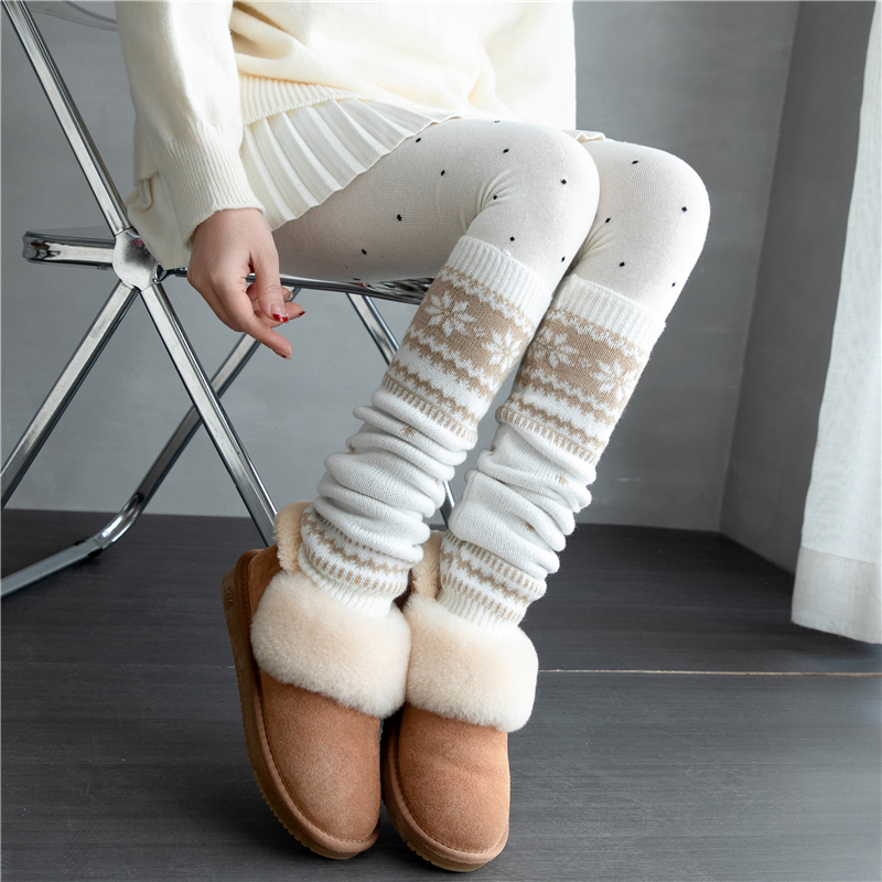 韩系费尔岛袜套雪花保暖显瘦腿套