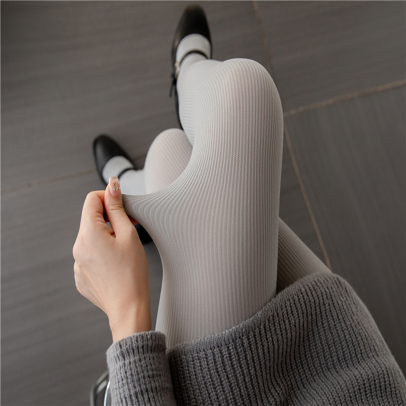 灰色丝袜miu风春秋竖条纹打底袜