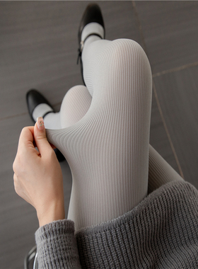 灰色丝袜miu风复古打底袜春秋冬JK白丝女黑丝打底裤竖条纹连裤袜