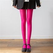 玫红色丝袜新年复古糖果色天鹅绒连裤 袜女秋冬性感美腿显瘦打底袜