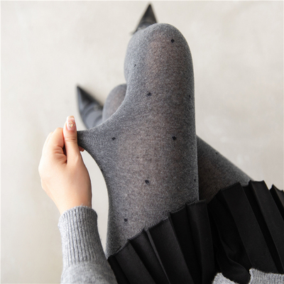 灰色波点连裤袜女秋冬加厚打底裤