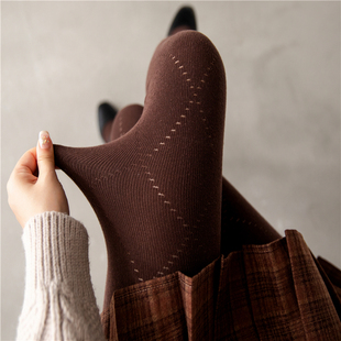 美拉德袜子咖色连裤袜女秋冬季加厚羊绒保暖白丝袜外穿白色打底裤