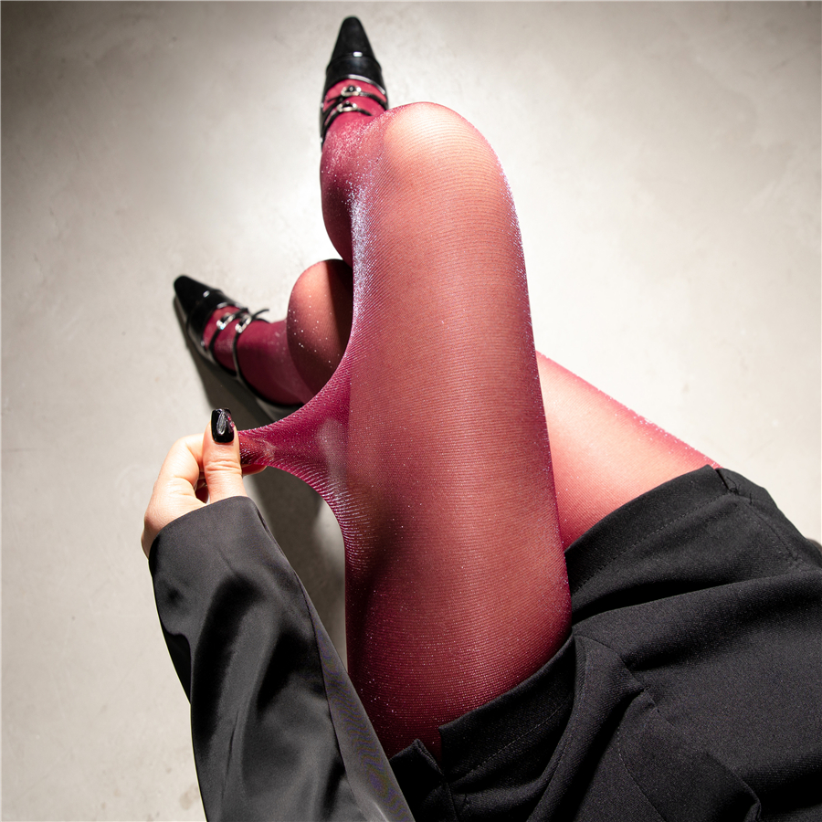 安可拉红丝袜性感珠光银丝连裤袜