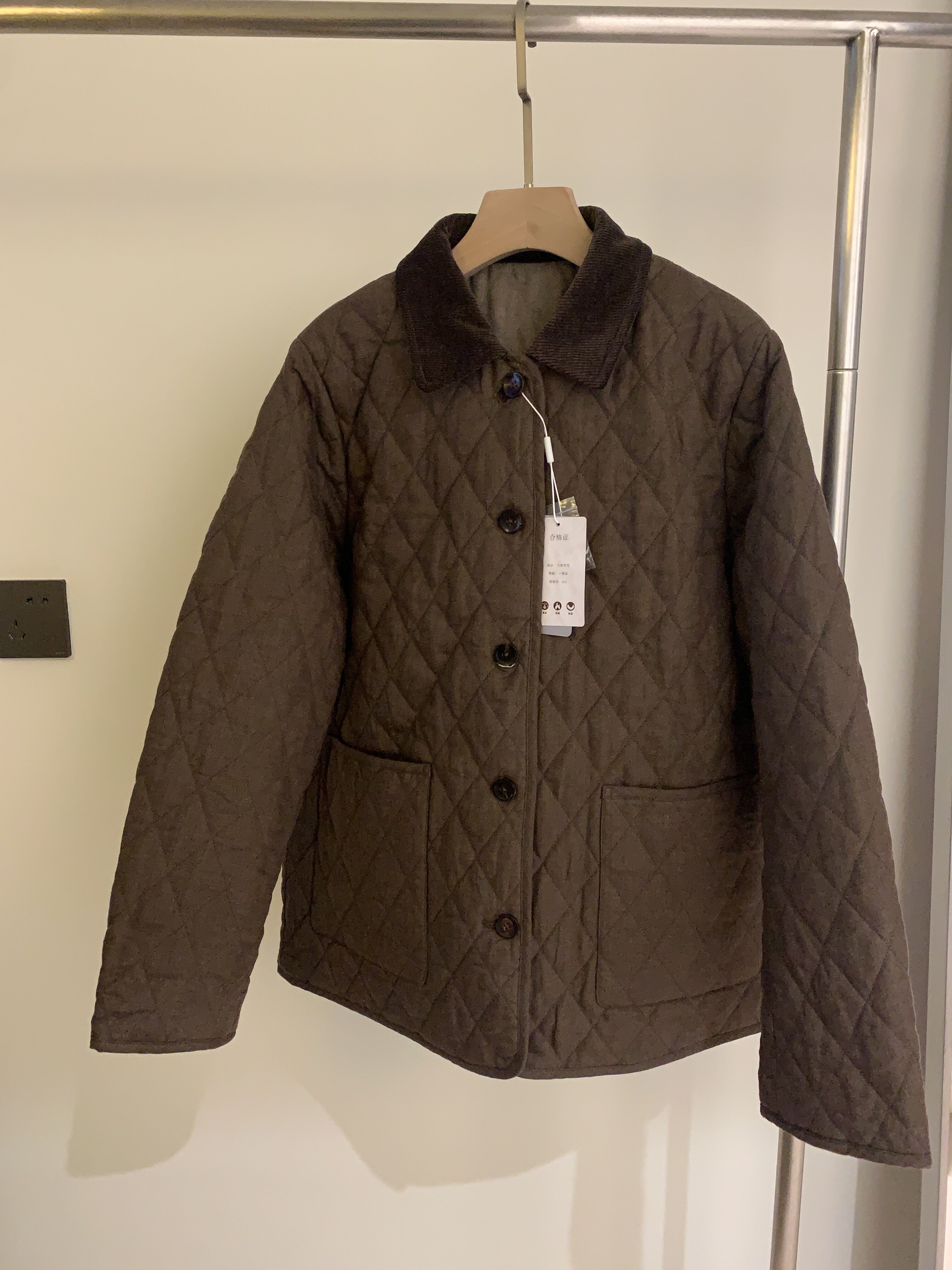 翻领老钱风两面穿女士棉服高品外套2025秋冬撞色棉衣菱格夹棉上衣