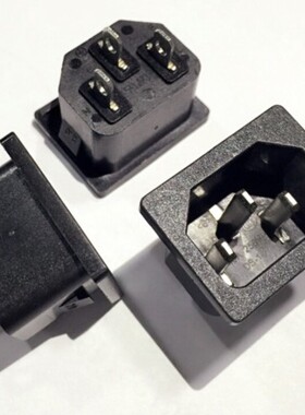 AC电源品字插座三脚插座15A/250V 品字2.0电源公插头DB-14-3认证