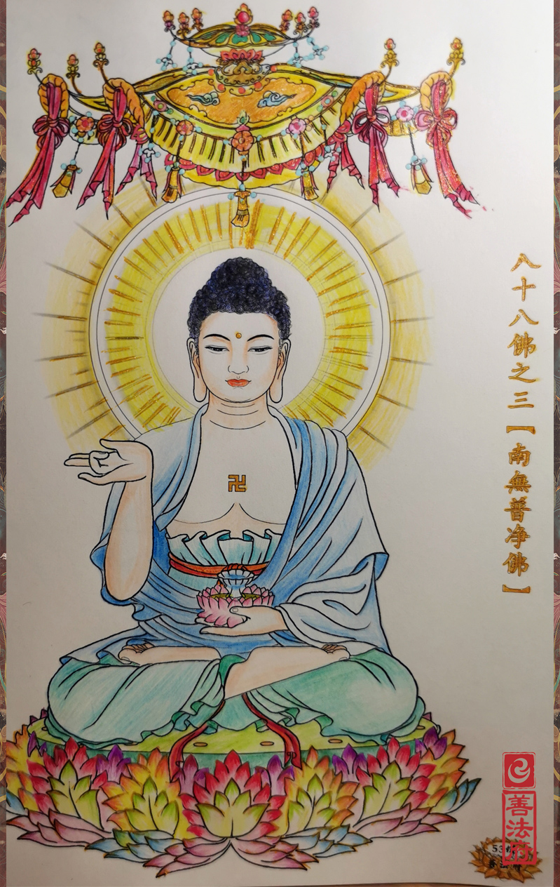 大绘观描金字帖画画涂色八十八佛佛像画册描金白描线稿观音地藏