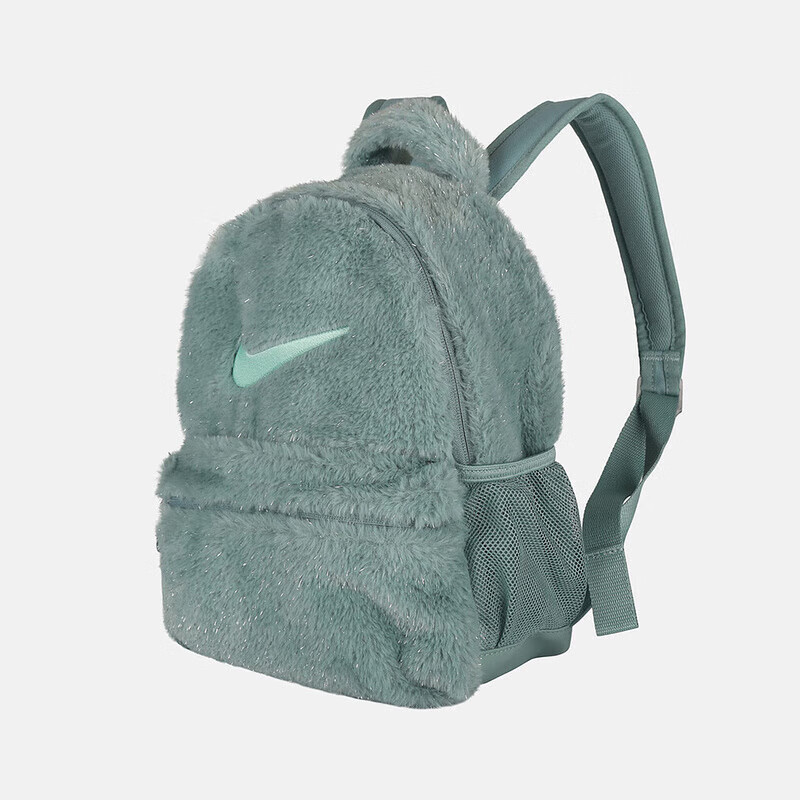 Nike耐克女包儿童包冬新款拉链口袋书包人造皮草毛绒双肩包FZ1330