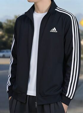 阿迪达斯男士立领飞行员夹克