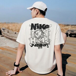 Nike耐克印花篮球短袖男子运动T恤纯棉训练上衣新款休闲装IH2473