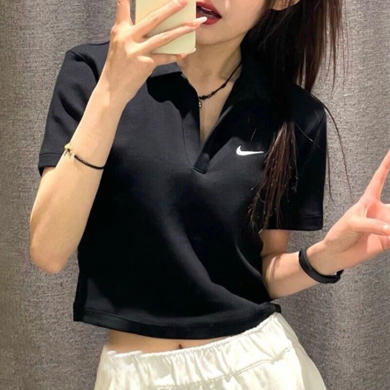NIKE耐克短袖POLO衫女装夏季新款运动服翻领短款休闲短袖T恤上衣