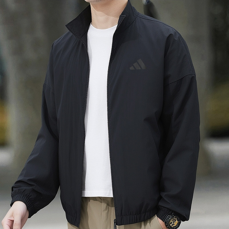 阿迪达斯防风衣男装夏季新款立领夹克上衣宽松篮球棒球服美式外套