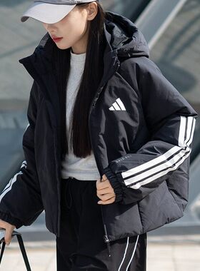 阿迪达斯女短款加厚保暖羽绒服