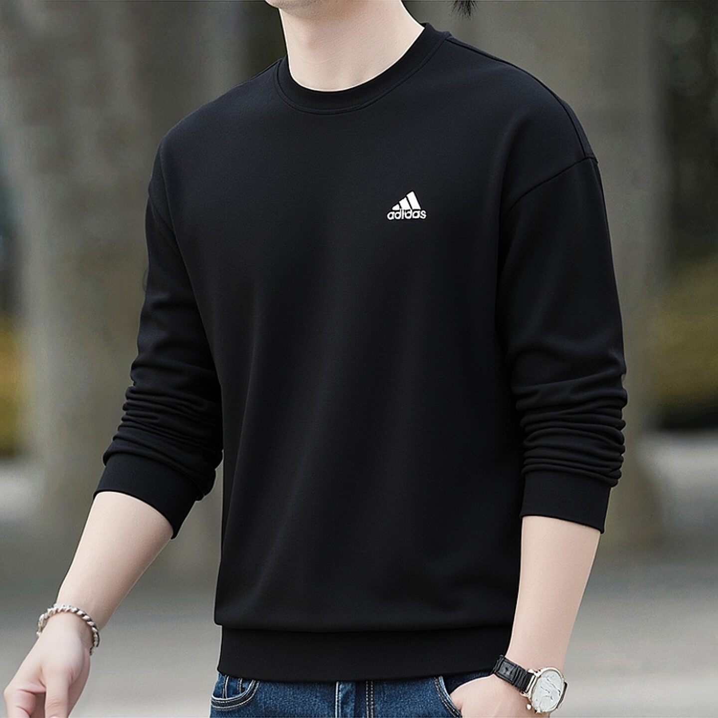 阿迪达斯圆领卫衣男装春季新款运动服保暖休闲百搭宽松长袖套头衫