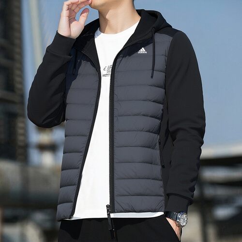 阿迪达斯男士轻薄连帽保暖羽绒服