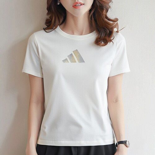 阿迪达斯白色短袖女t恤夏季新款大logo简约百搭显瘦上衣女JM8803