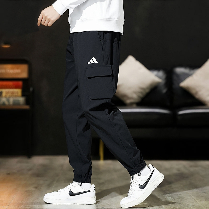 阿迪达斯男裤子秋季新款美式运动裤收口束脚裤宽松长裤卫裤工装裤