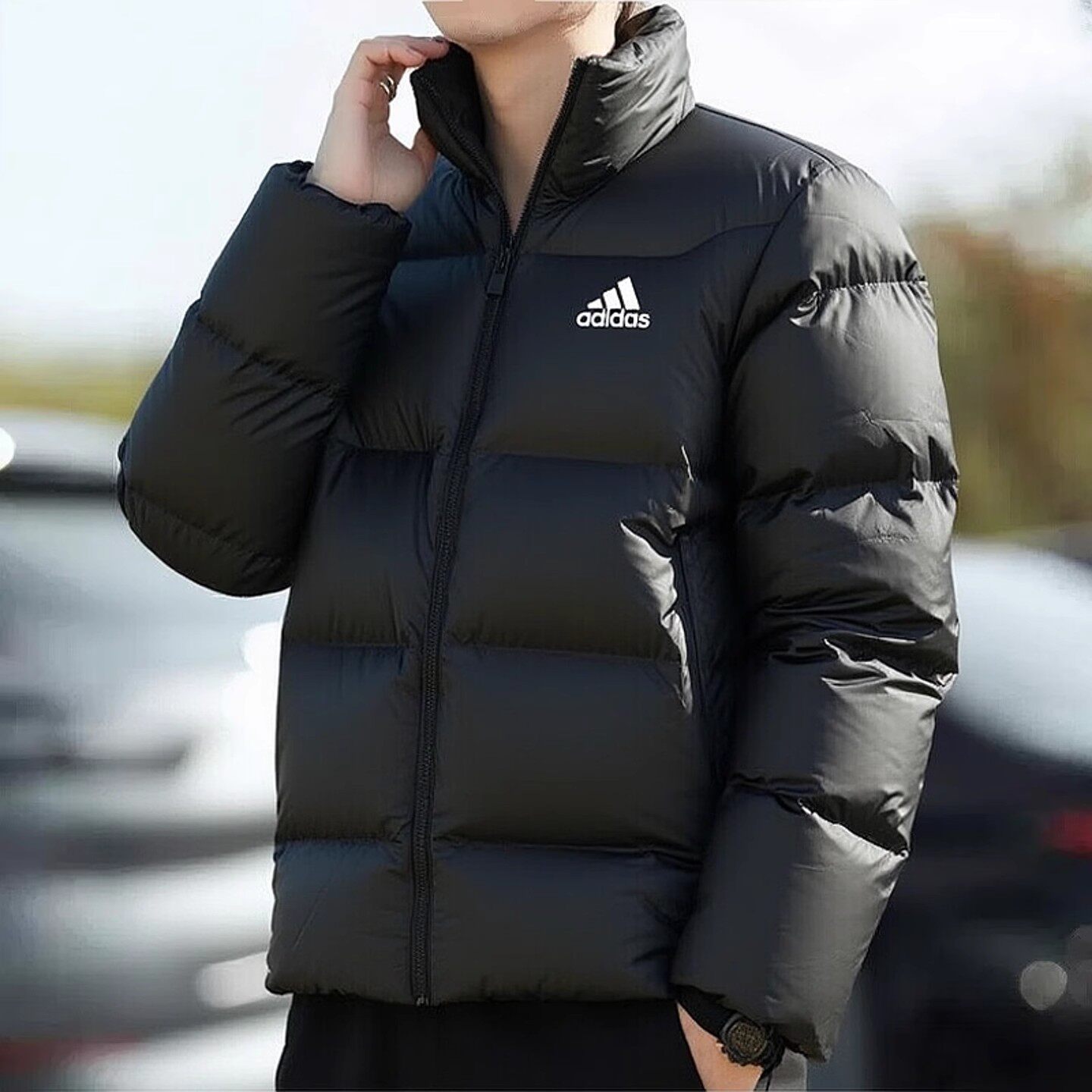 阿迪达斯羽绒服保暖立领男棉服