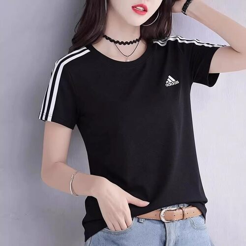 阿迪达斯女短袖修身显瘦运动T恤