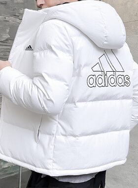 阿迪达斯男连帽拒水防风羽绒服