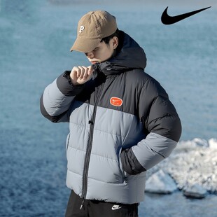 耐克棉服外套男装新款户外运动外套防寒保暖加厚连帽防风夹克棉衣