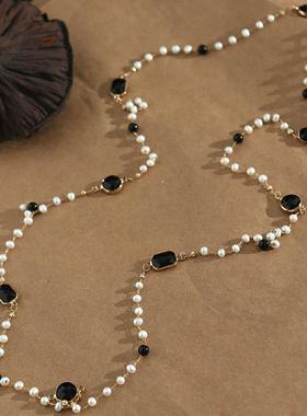 时尚款复古S925银扣项链黑水晶